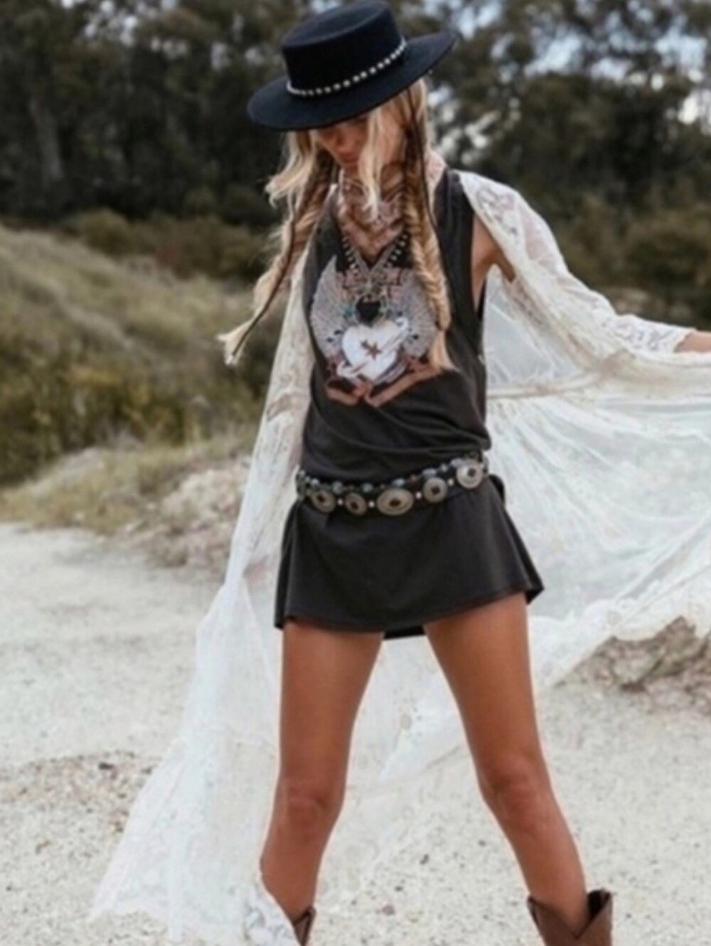 Spell & The Gypsy Collective Dancing Outlaw Organic Tee Dress RARE
